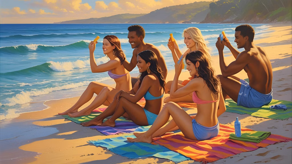 family applying coral friendly sunscreen